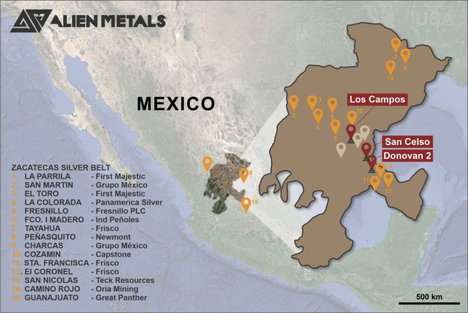 Alien Metals actualiza proyectos en Zacatecas