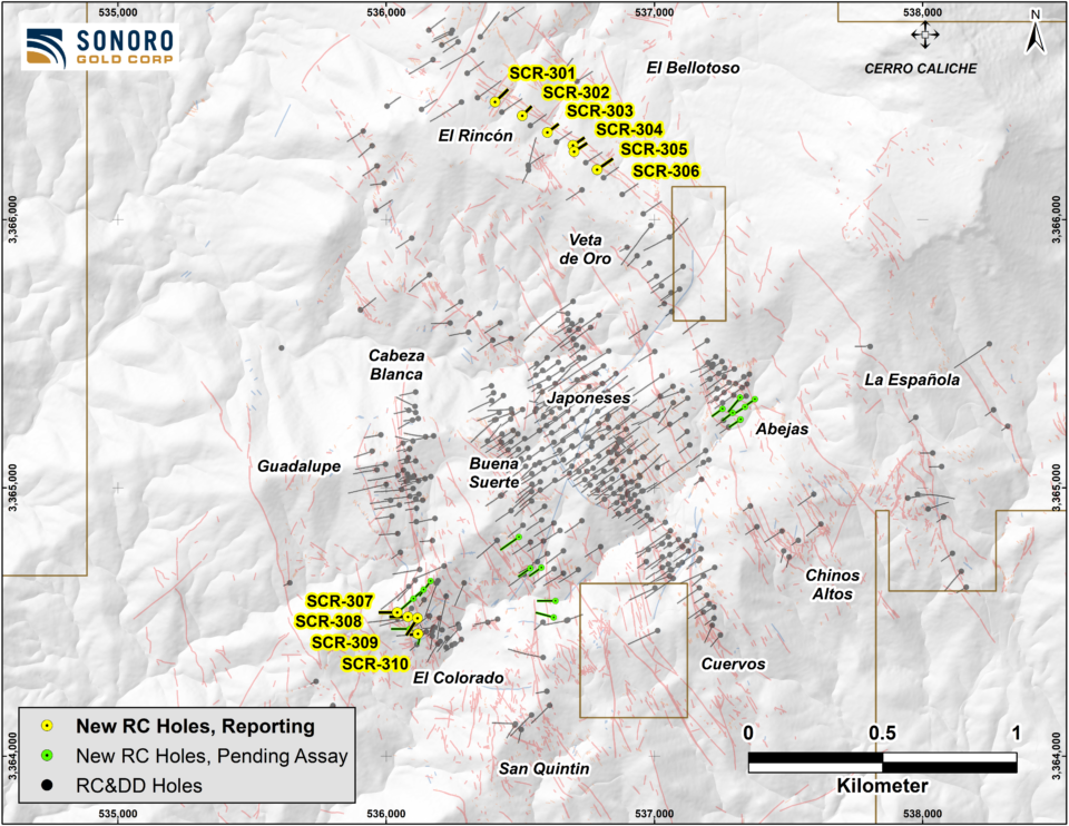 Sonoro Gold reporta intercepciones de oro de mayor ley en Cerro Caliche