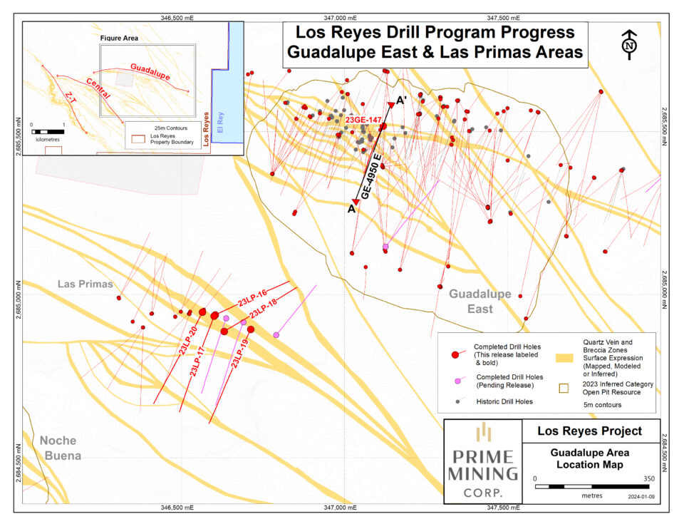 Prime Mining intercepta leyes altas en áreas clave del proyecto Los Reyes