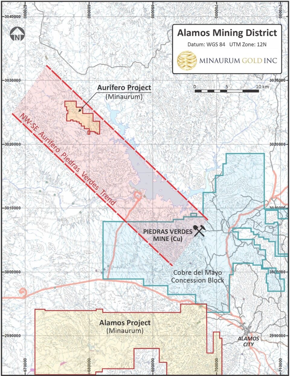 Minaurum Gold Inc. anunció que adquirió una participación del 100% en cinco concesiones libres de regalías que cubren la parte central del proyecto de oro de alta ley Aurifero en Sonora.