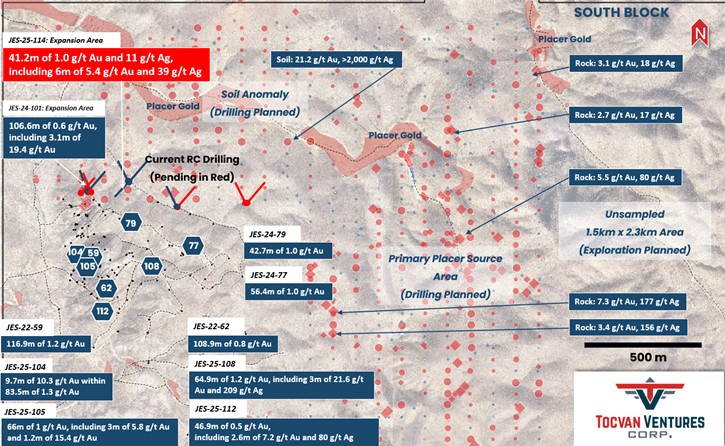Tocvan Ventures descubre otro corredor de Alto Grado en cerca de superficie en Gran Pilar