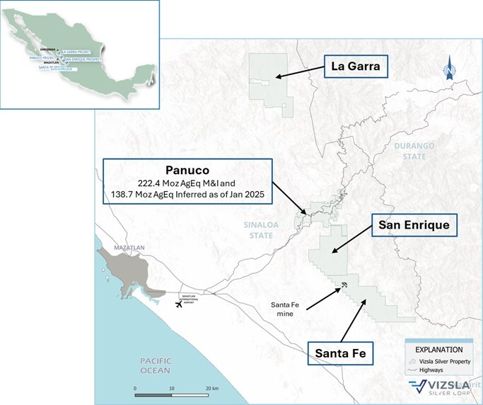 Vizsla Silver adquiere proyecto Santa Fe al sur de Panuco en Sinaloa