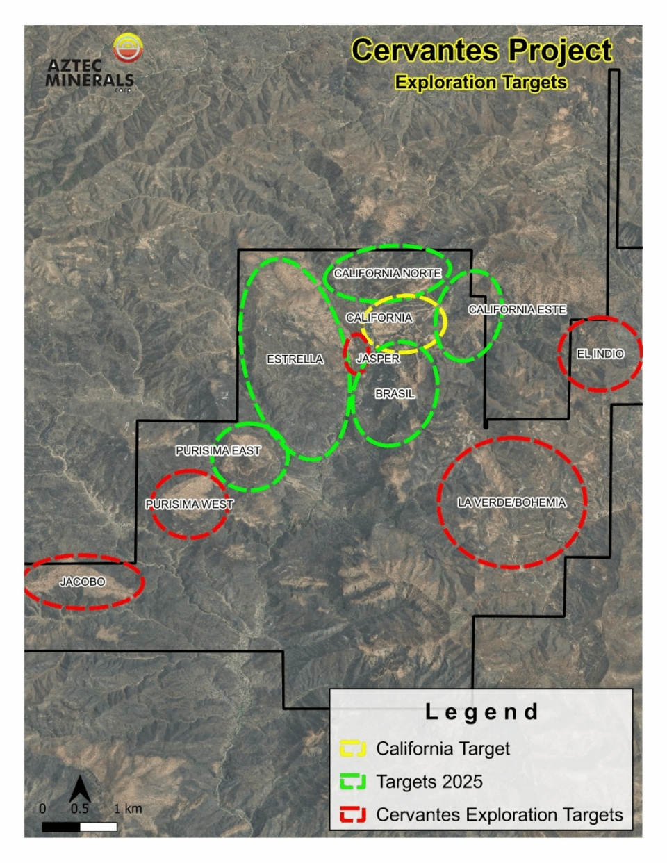 Aztec Minerals amplía potencial de oro y cobre en proyecto Cervantes en Sonora