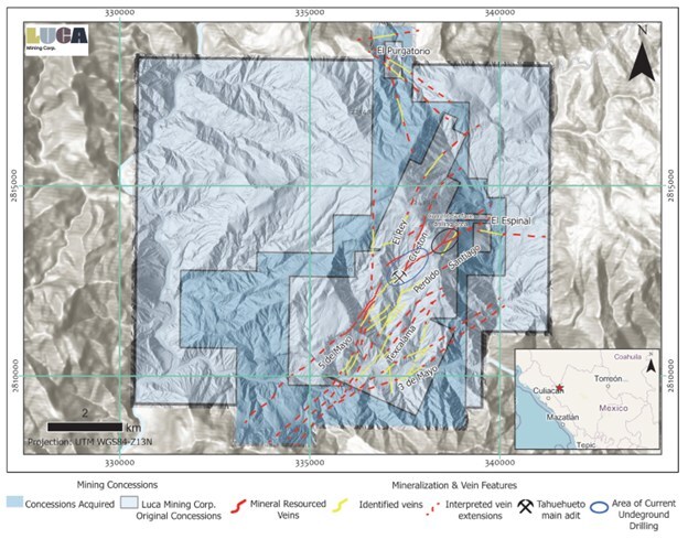 Luca Mining fortalece su presencia en Durango con adquisición de concesión minera estratégica adyacente a la mina Tahuehueto.