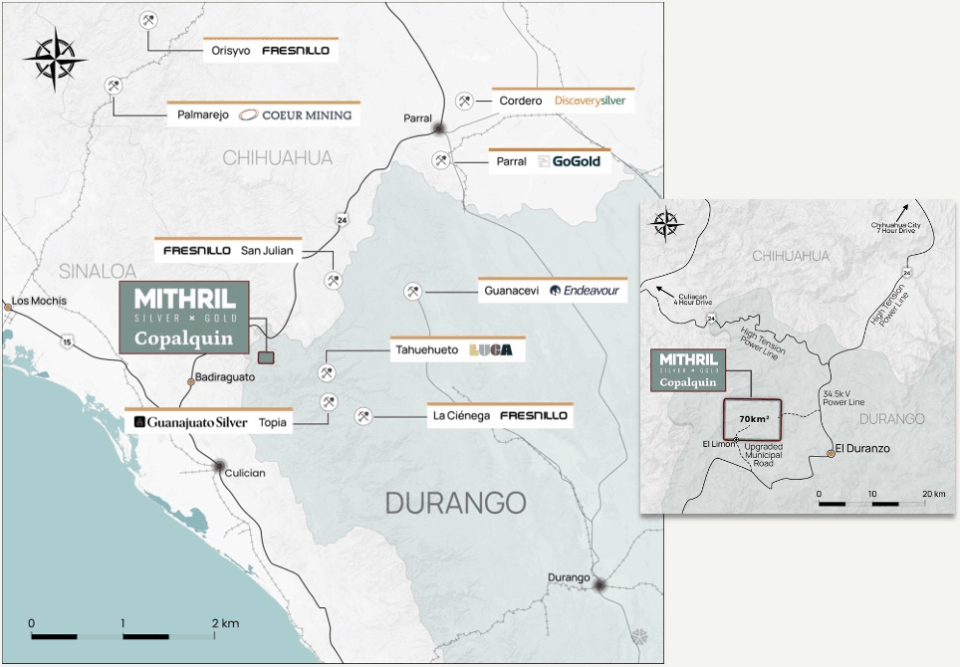 Mithril Silver and Gold reporta nuevas zonas de oro y plata de alta ley en Copalquin en Durango