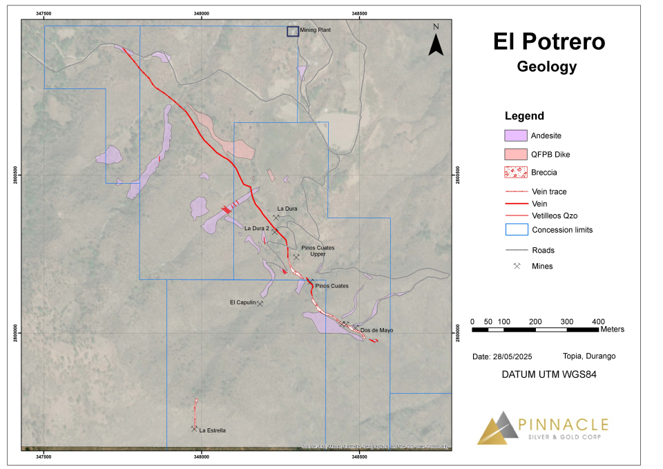 Pinnacle Silver and Gold Corp. descubre nueva mineralización de alta ley en proyecto El Potrero en Durango