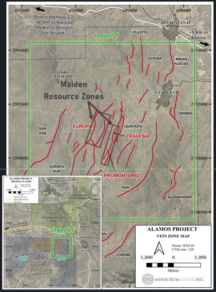 Minaurum Silver anuncia estimación inicial de 55 millones de onzas de plata de alta ley en el proyecto Alamos en Sonora