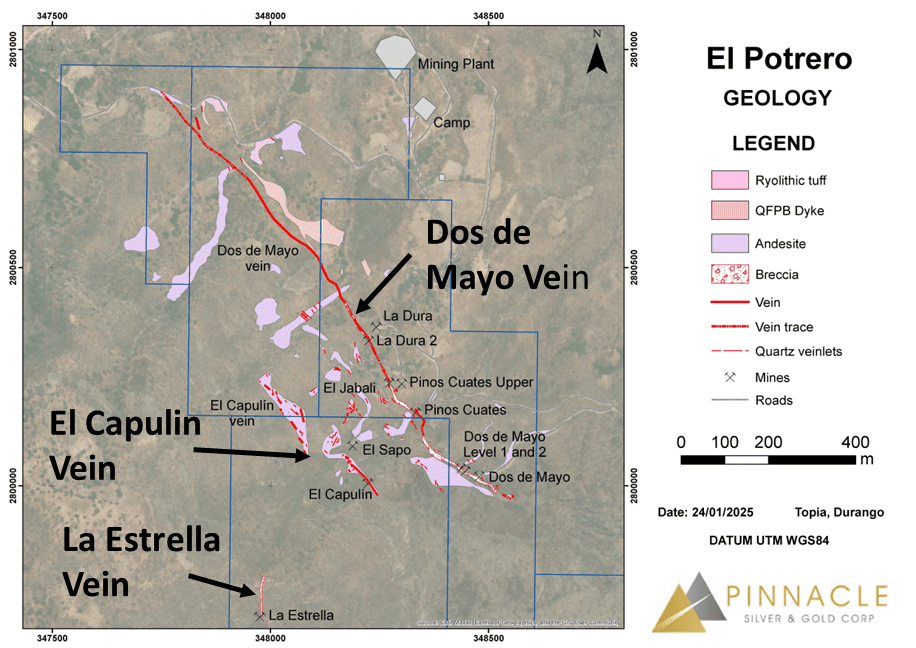 Pinnacle confirma mineralización de oro y plata de alta ley en la veta Estrella del proyecto El Potrero en Durango