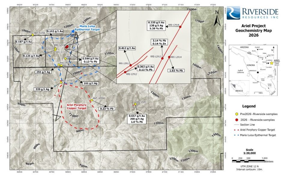 Riverside Resources avanza en la exploración de pórfidos de cobre en el Proyecto Ariel en Sonora