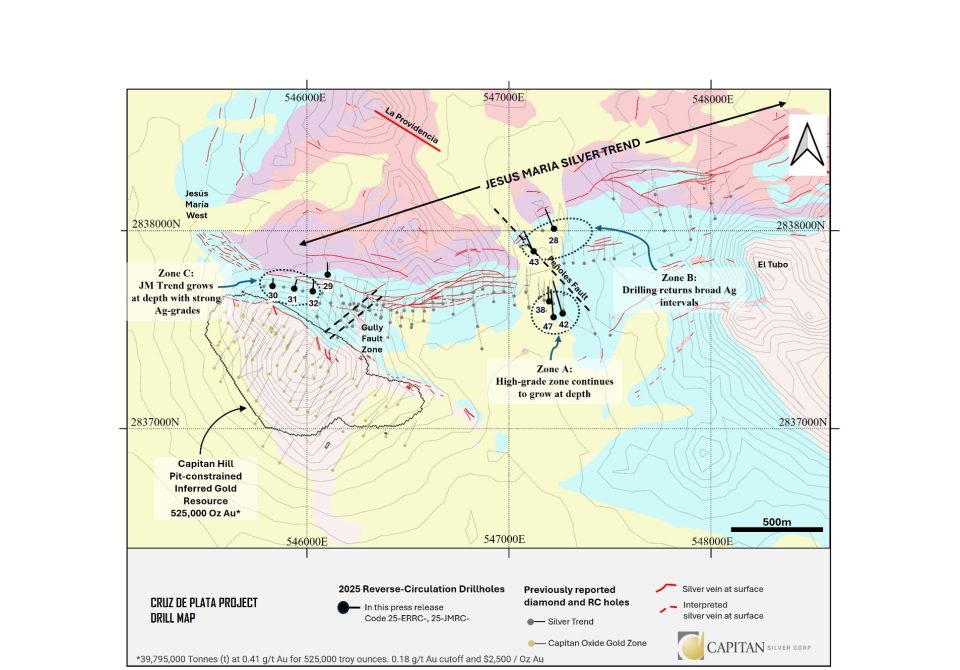 Capitan Silver reporta intercepciones de alta ley en proyecto Cruz de Plata en Durango