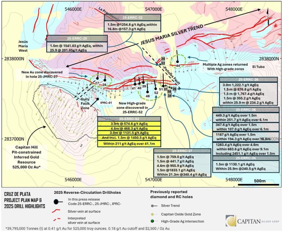 Capitan Silver descubre nueva zona de alta ley en proyecto Cruz de Plata en Durango